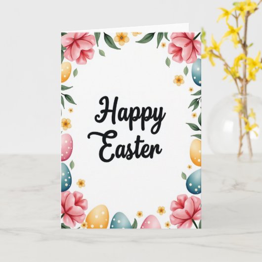 Floral Polka Dot Spring Card カード (黄色い花)