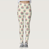 Floral Polka Dots Pattern – Cute Botanical Spot  レギンス (正面)