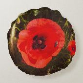 Floral Poppy Dream – Botanical Fantasy Wildflowers ラウンドクッション (裏面)