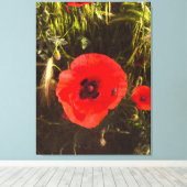 Floral Poppy Dreamer – Botanical Fantasy Art  キャンバスプリント (インサイチュ (ウッドフロア))