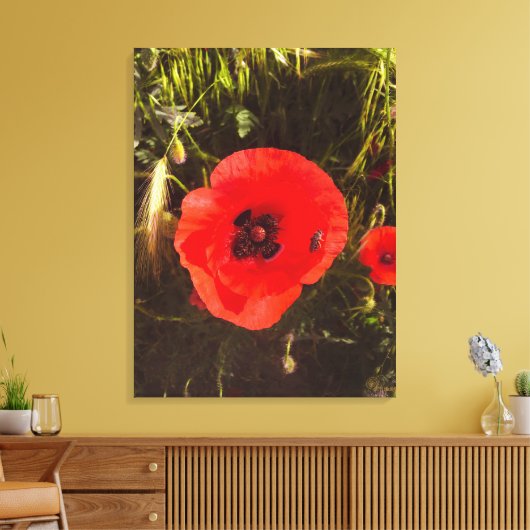 Floral Poppy Dreamer – Botanical Fantasy Art  キャンバスプリント (インサイチュ (リビング))