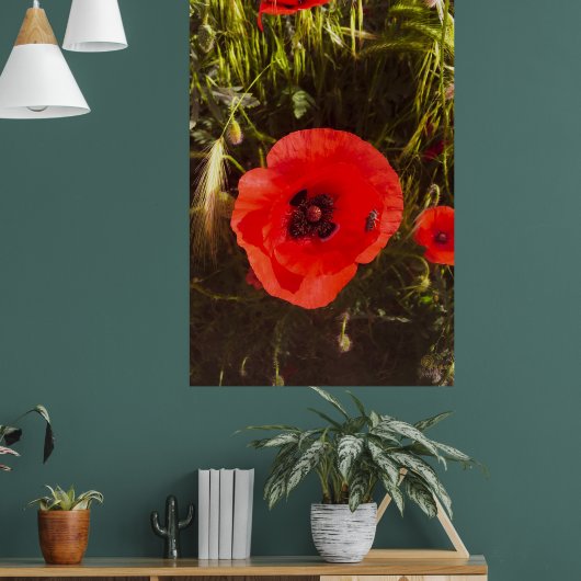 Floral Poppy Dreamer – Botanical Fantasy Art  ポスター (リビング1)
