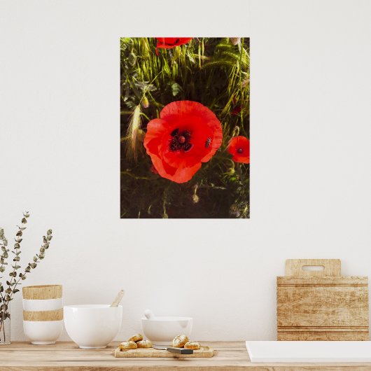 Floral Poppy Dreamer – Botanical Fantasy Art  ポスター (キッチン)