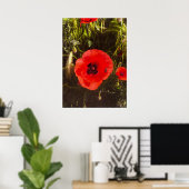 Floral Poppy Dreamer – Botanical Fantasy Art  ポスター (ホームオフィス)