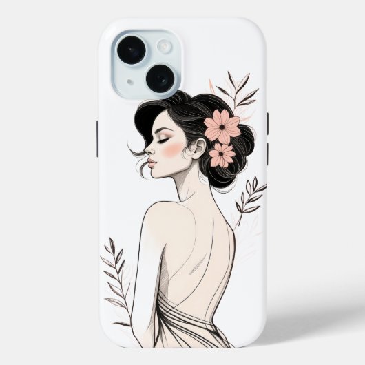 Floral Portrait iPhone 15 Tough Case Case-Mate iPhoneケース (裏面)