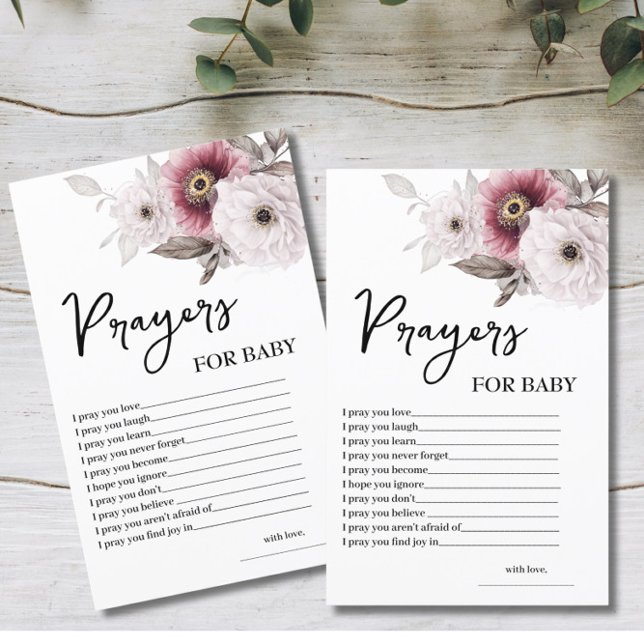  Floral Prayers for Baby Shower Game Card (クリエイターアップロード済み)