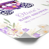 Floral Princess Carriage Girl Baby Shower Welcome ポスター (角)