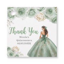 Floral Princess in a Sage Green Dress Quinceanera
