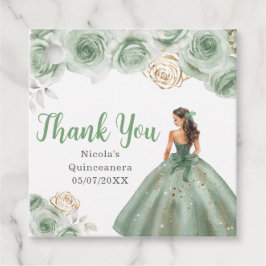 Floral Princess in a Sage Green Dress Quinceanera フェイバータグ