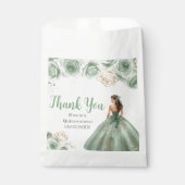 Floral Princess in a Sage Green Dress Quinceanera フェイバーバッグ (正面)