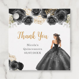 Floral Princess in Black Dress Quinceanera フェイバータグ