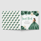 Floral Princess in Dark Green Dress Quinceanera ゲストブック (全面)