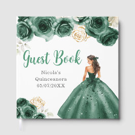 Floral Princess in Dark Green Dress Quinceanera ゲストブック