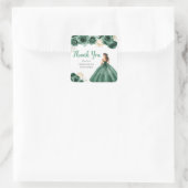 Floral Princess in Dark Green Dress Quinceanera スクエアシール (バッグ)