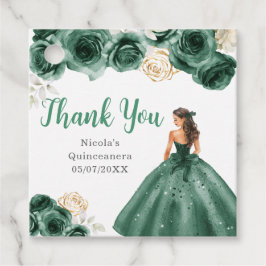 Floral Princess in Dark Green Dress Quinceanera フェイバータグ