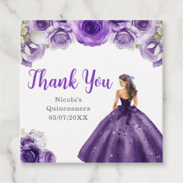 Floral Princess in Dark Purple Dress Quinceanera フェイバータグ