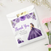 Floral Princess in Dark Purple Dress Quinceanera フェイバーバッグ (封をした状態)