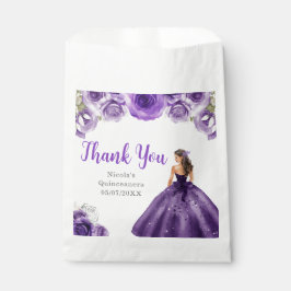 Floral Princess in Dark Purple Dress Quinceanera フェイバーバッグ