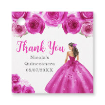Floral Princess in Hot Pink Dress Quinceanera