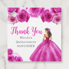 Floral Princess in Hot Pink Dress Quinceanera フェイバータグ