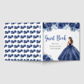 Floral Princess in Navy Blue Dress Quinceanera ゲストブック (全面)