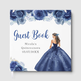 Floral Princess in Navy Blue Dress Quinceanera ゲストブック