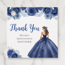 Floral Princess in Navy Blue Dress Quinceanera フェイバータグ