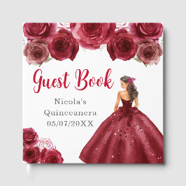 Floral Princess in Red Dress Quinceanera ゲストブック