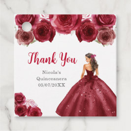 Floral Princess in Red Dress Quinceanera フェイバータグ
