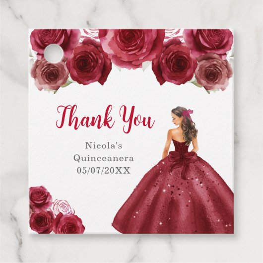 Floral Princess in Red Dress Quinceanera フェイバータグ (正面)