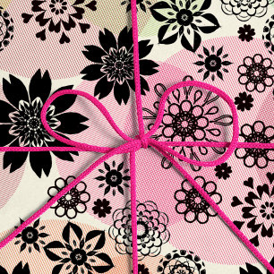 Floral Print Pop Pattern Cute Girly Boho Hippie ラッピングペーパー
