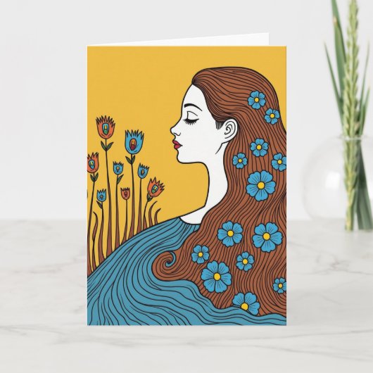 Floral Profile Mothers Day Card カード (正面)