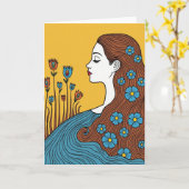 Floral Profile Mothers Day Card カード (黄色い花)