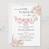 Floral Pumpkin Baby Clothesline Fall Baby Shower 招待状 (正面)