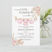 Floral Pumpkin Baby Clothesline Fall Baby Shower 招待状 (スタンド正面)