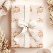 Floral Pumpkin Bow Baby Shower ラッピングペーパー