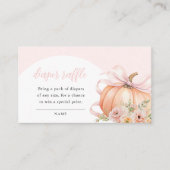 Floral Pumpkin Bow Baby Shower Diaper Raffle エンクロージャーカード (正面)