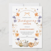 Floral Pumpkin Thanksgiving Dinner Invitation 招待状 (正面)