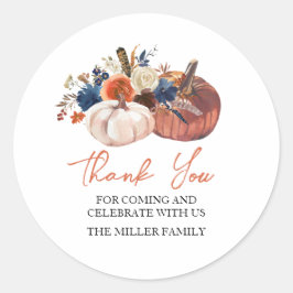 Floral Pumpkins autumn fall Sticker ラウンドシール