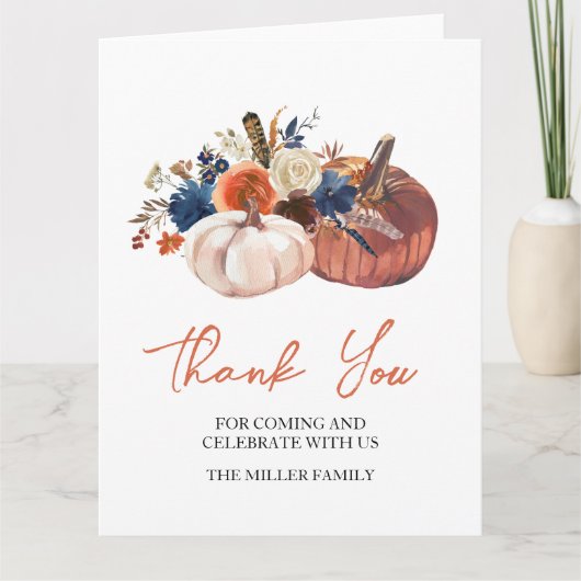 Floral Pumpkins autumn Thank you card サンキューカード (正面)