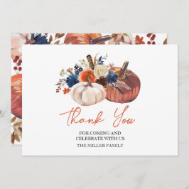 Floral Pumpkins autumn Thank you card サンキューカード