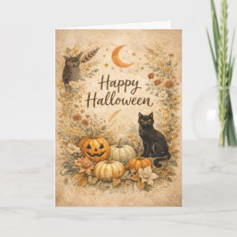 Floral Pumpkins Vintage Boho Halloween カード