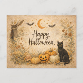 Floral Pumpkins Vintage Boho Halloween シーズンポストカード