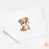 Floral Puppy Cute Sticker – Soft Pastel Dog Lover  ラウンドシール (封筒)