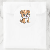 Floral Puppy Cute Sticker – Soft Pastel Dog Lover  ラウンドシール (バッグ)