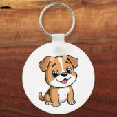 Floral Puppy Keychain – Cute Dog キーホルダー (正面)
