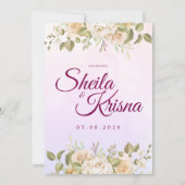 Floral Purple and Pink Elegance Wedding with Photo 招待状 (裏面)