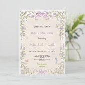 Floral purple babyshower party invitation 招待状 (スタンド正面)