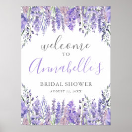 Floral Purple Bridal Shower Welcome Sign ポスター