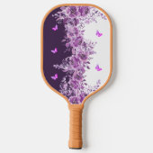 Floral Purple Butterflies Pickleball Paddle ピックルボールラケット (裏面)
